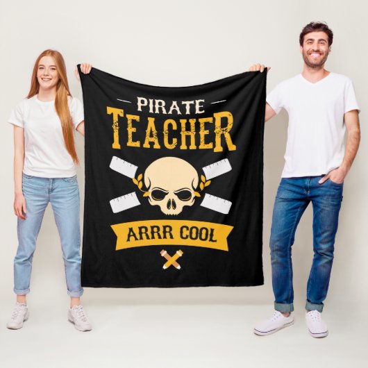 Pirate Teacher Arrr Cool Skull Rustic Fleece Deken (In situ)