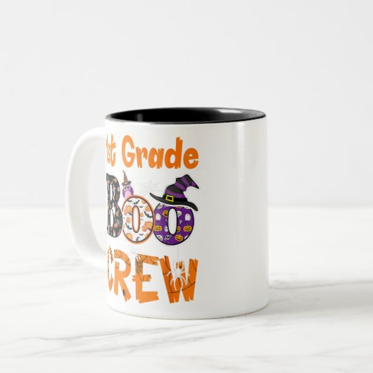 Pirate Teacher Funny Halloween Skull Adult Gift Tweekleurige Koffiemok (Voorkant links)