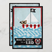 Pirate Teddy Bear Baby shower Kaart (Voorkant / Achterkant)