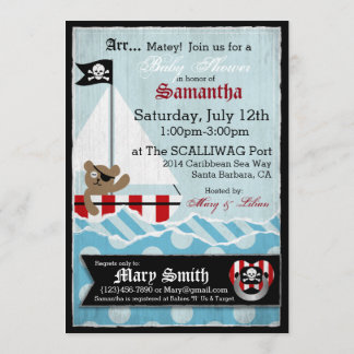 Pirate Teddy Bear Baby shower Kaart