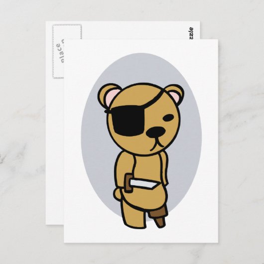 Pirate Teddy Bear Briefkaart (Voorkant / Achterkant)