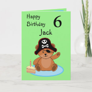 Pirate Teddy Bear Happy Birthday Wenskaart Kaart