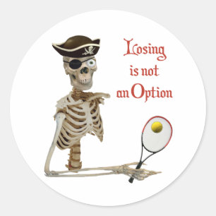 Pirate Tennis Losing Skeleton Ronde Sticker