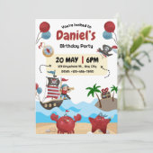 Pirate Thaing Birthday Party Invitation Kaart (Staand voorkant)
