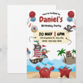 Pirate Thaing Birthday Party Invitation Kaart (Voorkant / Achterkant)
