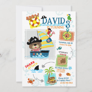 Pirate Thaing Birthday Party Invitation Kaart
