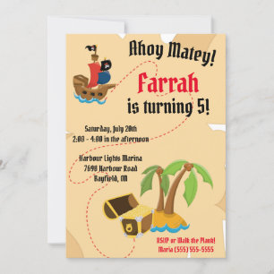 Pirate Thaing Birthday Party Invitation Kaart