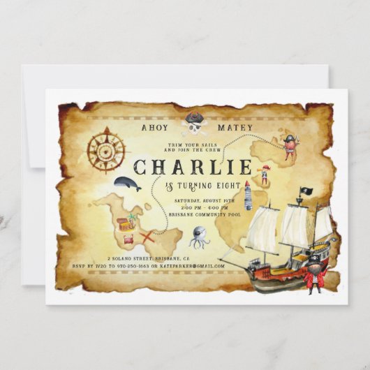 Pirate Thaing Birthday Party Invitation Kaart (Voorkant)