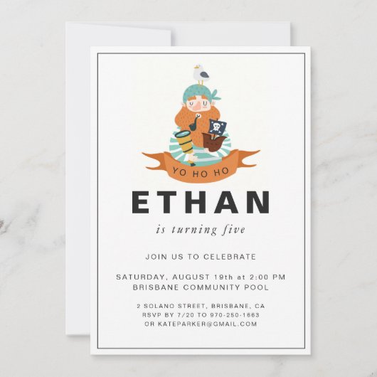 Pirate Thaing Birthday Party Invitation Kaart (Voorkant)