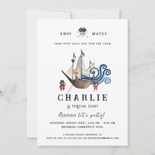 Pirate Thaing Birthday Party Invitation Kaart (Voorkant)