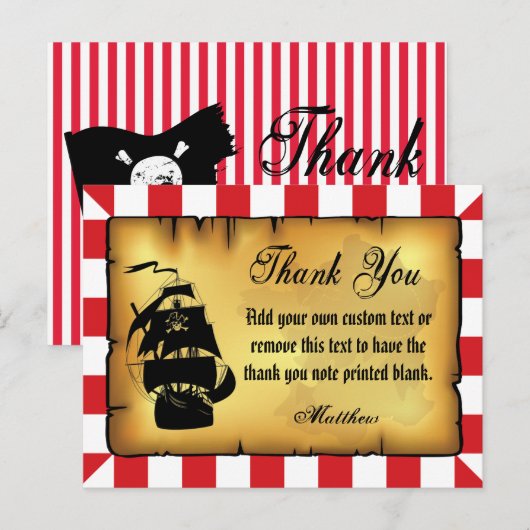 Pirate Thank You Cards Briefkaart (Voorkant / Achterkant)
