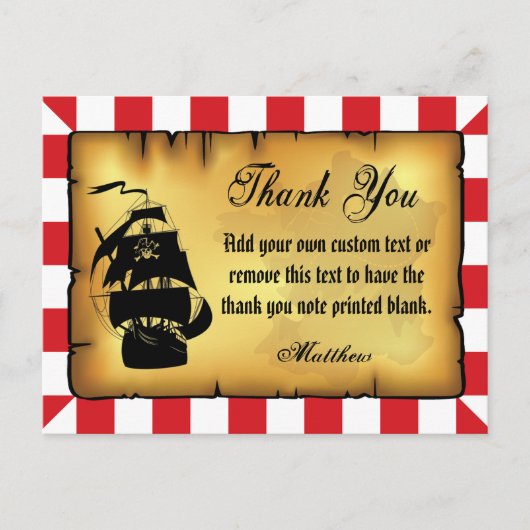 Pirate Thank You Cards Briefkaart (Voorkant)