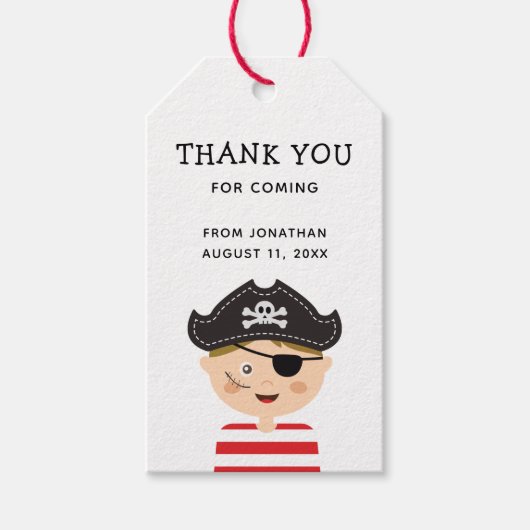 Pirate Thank You for Kids Birthday | Boy Party Cadeaulabel (Voorkant)