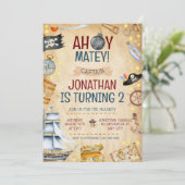 Pirate Theenmaal Birthday Party Kaart (Staand voorkant)