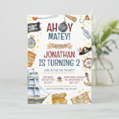 Pirate Theenmaal Birthday Party Kaart (Staand voorkant)