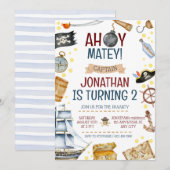 Pirate Theenmaal Birthday Party Kaart (Voorkant / Achterkant)