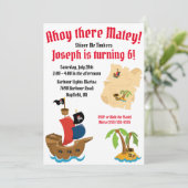 Pirate Theenmaal Birthday Party Kaart (Staand voorkant)