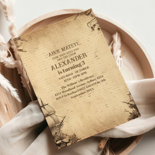 Pirate Theenmaal Birthday Party Kaart