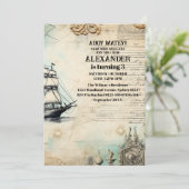 Pirate Theenmaal Birthday Party Kaart (Staand voorkant)