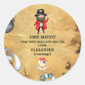 Pirate Theenmaal Birthday Party Ronde Sticker (Voorkant)