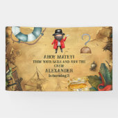 Pirate Theenmaal Birthday Party Spandoek (Horizontaal)