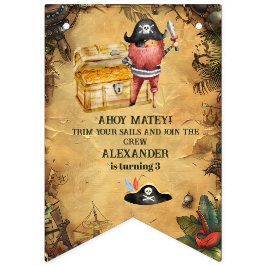 Pirate Theenmaal Birthday Party Vlaggetjes (Eerste vlag)