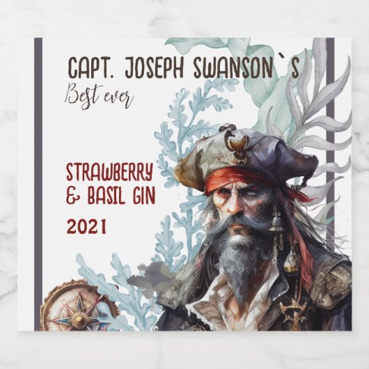 Pirate thema artsy Eten en Drank Label Set Likeurfles Etiket (Enkel label)