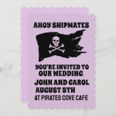 PIRATE THEMA BRUILOFT aangepaste uitnodigingen (Voorkant / Achterkant)