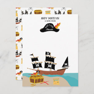 Pirate thema gepersonaliseerde Kinder briefpapier Notitiekaartje
