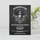 Pirate thema jolly roger ahoy matey schedel masthe kaart (Staand voorkant)