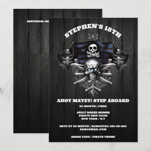 Pirate thema jolly roger ahoy matey schedel masthe kaart