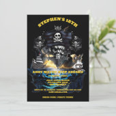 Pirate thema jolly roger ahoy matey schedel party kaart (Staand voorkant)