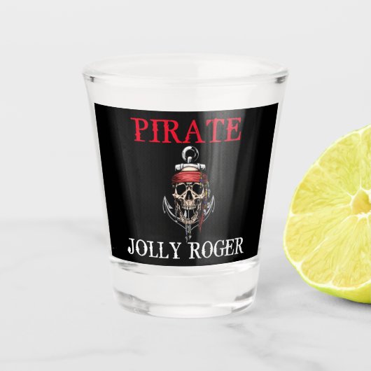 Pirate thema Partij Volwassen ROOD NAUTICAL Shot Glas (Voorkant)