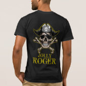 Pirate thema Partij Volwassen schedel GOUD JOLLY R T-shirt (Achterkant)