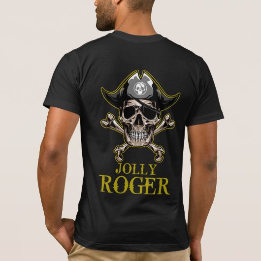 Pirate thema Partij Volwassen schedel GOUD JOLLY R T-shirt (Achterkant)