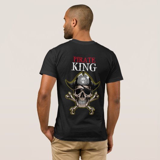 Pirate thema Partij Volwassen Schedel KING T-shirt (Achterkant volledig)