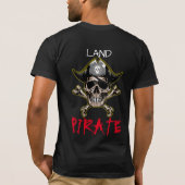 Pirate thema Partij Volwassen Schedel LAND T-shirt (Achterkant)