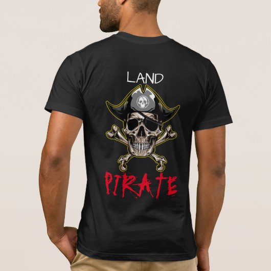 Pirate thema Partij Volwassen Schedel LAND T-shirt (Achterkant)