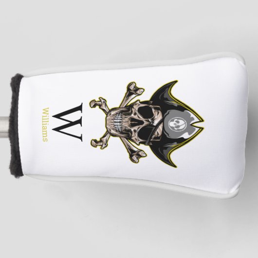 Pirate thema Partij Volwassen schedel Monogram Golfheadcover (Voorkant)