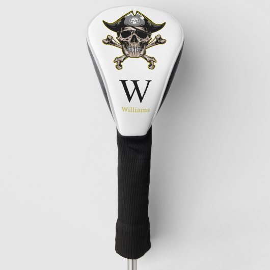Pirate thema Partij Volwassen schedel Monogram Golfheadcover (Voorkant)