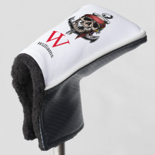 Pirate thema Partij Volwassen schedel Monogram Nau Golfheadcover