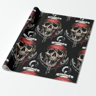Pirate thema Partij Volwassen Schedel Nautisch Cadeaupapier