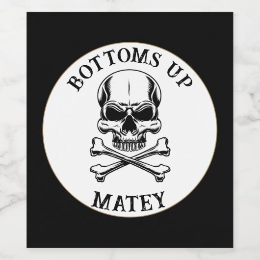 Pirate thema Partij Volwassen Schip Schedel Botten Wijn Etiket (Enkel label)