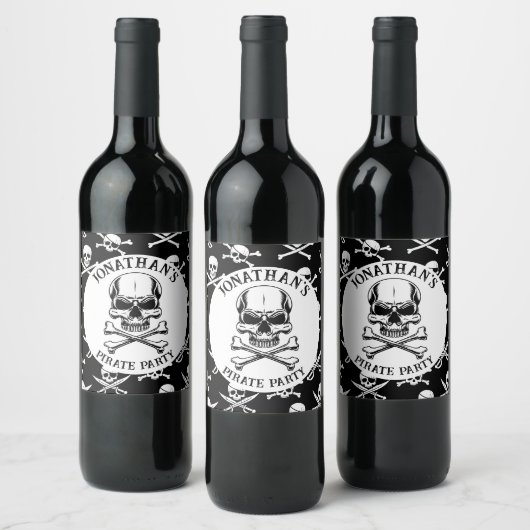 Pirate thema Partij Volwassen Schip Schedel Wijn Etiket (Flessen)