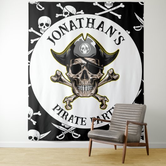 Pirate thema Party Adult Skull.Botten Achtergrond Wandkleed (In situ)