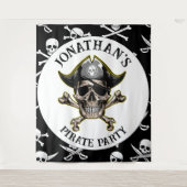 Pirate thema Party Adult Skull.Botten Achtergrond Wandkleed (Voorkant)