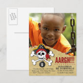 Pirate Thema Party Uitnodiging voor Kinderen (Voorkant / Achterkant)