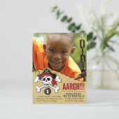 Pirate Thema Party Uitnodiging voor Kinderen (Staand voorkant)