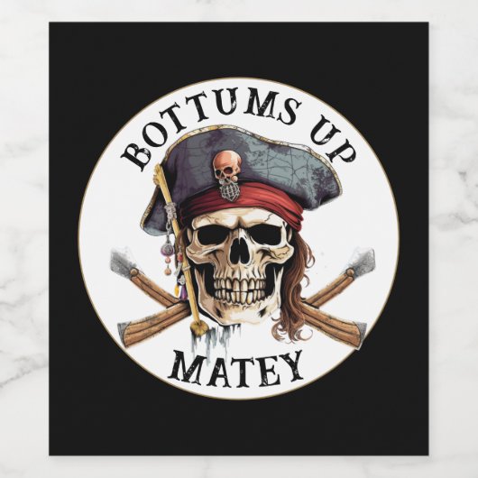Pirate thema Party Volwassen Schip Kapitein Schede Wijn Etiket (Enkel label)