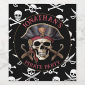 Pirate thema Party Volwassen schip Kapitein Skull  Wijn Etiket (Enkel label)